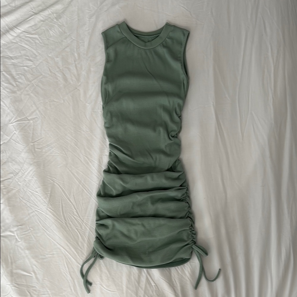 Sleeveless Ribbed Ruched Dress